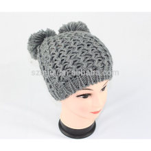 Moda de acrílico de punto de pom pom lurex beanie hat